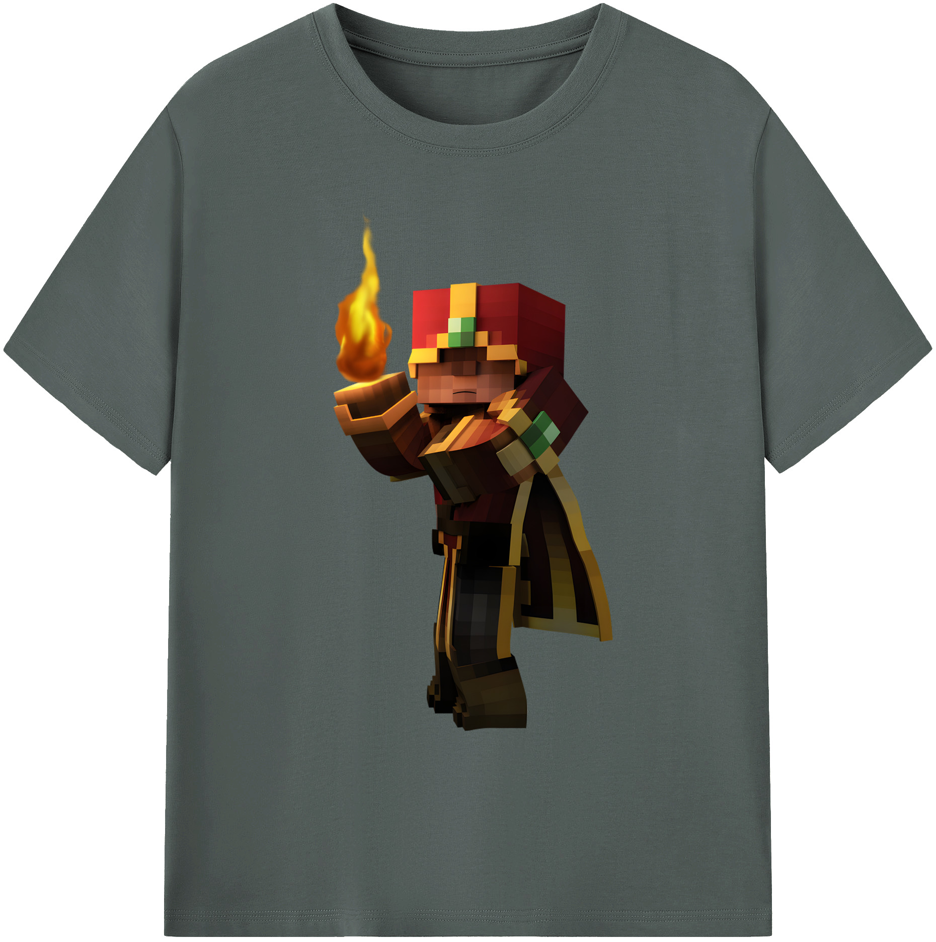 （画像用） マインクラフト ブロックの世界 Minecraft MC Block world 綿100％ メンズ半袖Tシャツ｜肌触りやわらか＆通気性